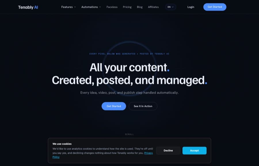 The Tenably AI homepage